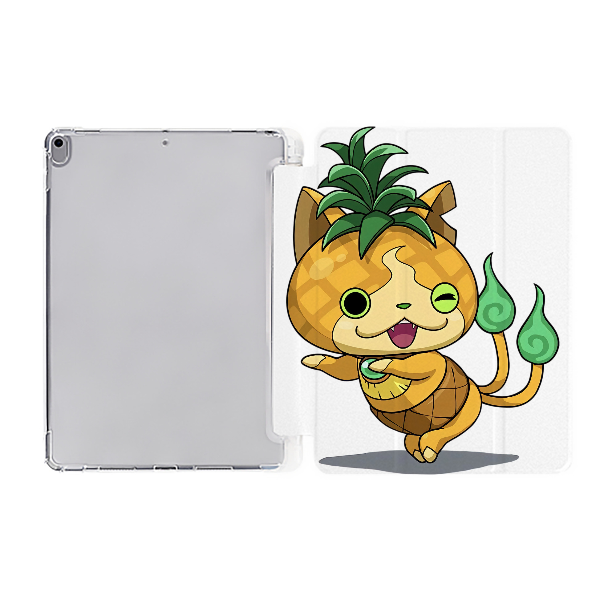 （画像用） 妖怪ウォッチ Yo-kai Watch IPad ケース ペン収納付き 三つ折りスタンド PUレザー×シリコン 対応機種9.5/10.5/10.9インチ